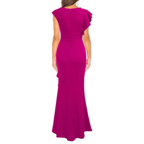 WOOSEA Women's Split mermaid Evening Cocktail Long Dress magenta size L nwt - Picture 2 of 7